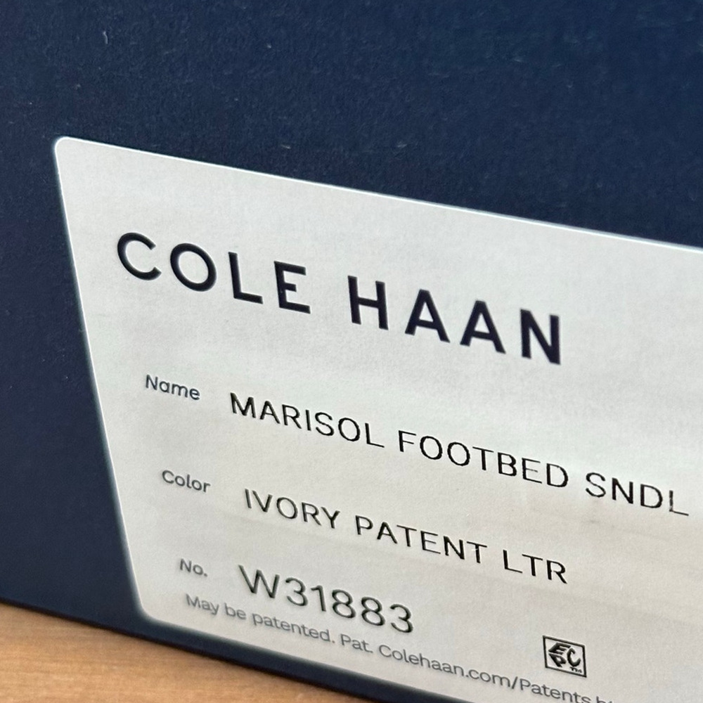 Cole Haan Women's Marisol Footbed Sandals Ivory Patent‎ Leather Size 8 - Picture 9 of 9
